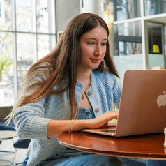 Woman is working on computer