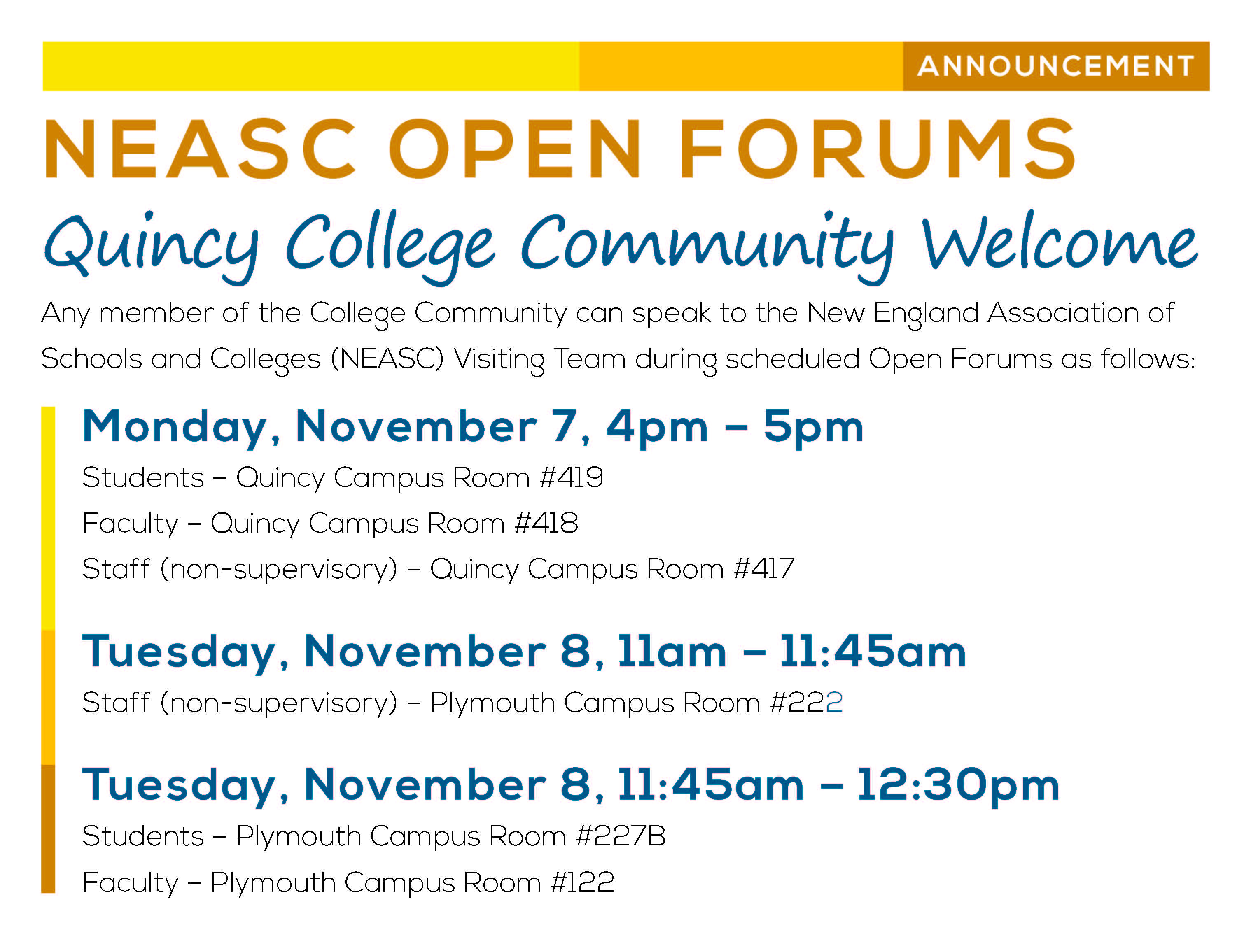 NEASC Open Forums