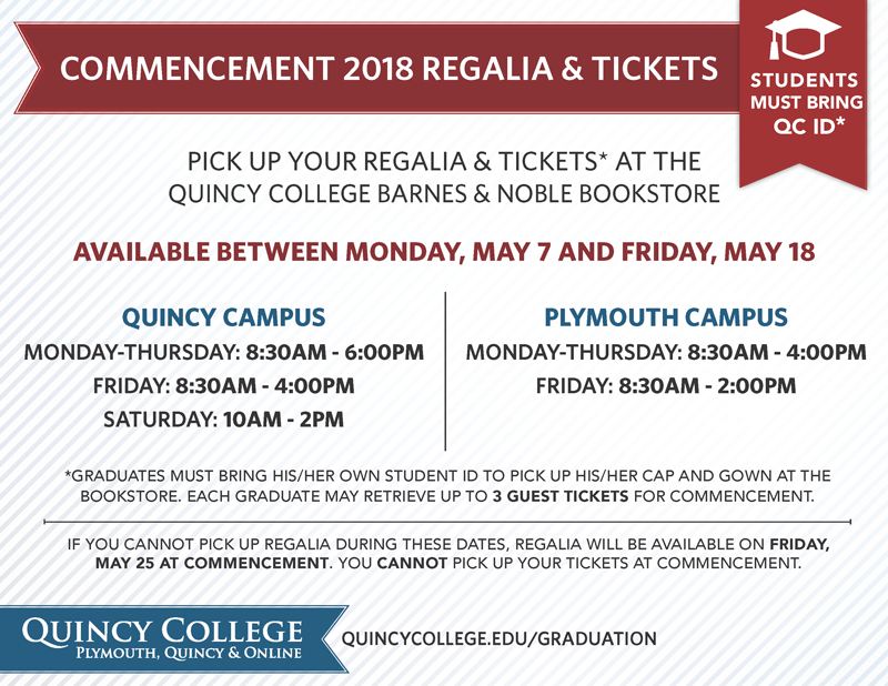 Quincy College Commencement 2018 Regalia & Tickets